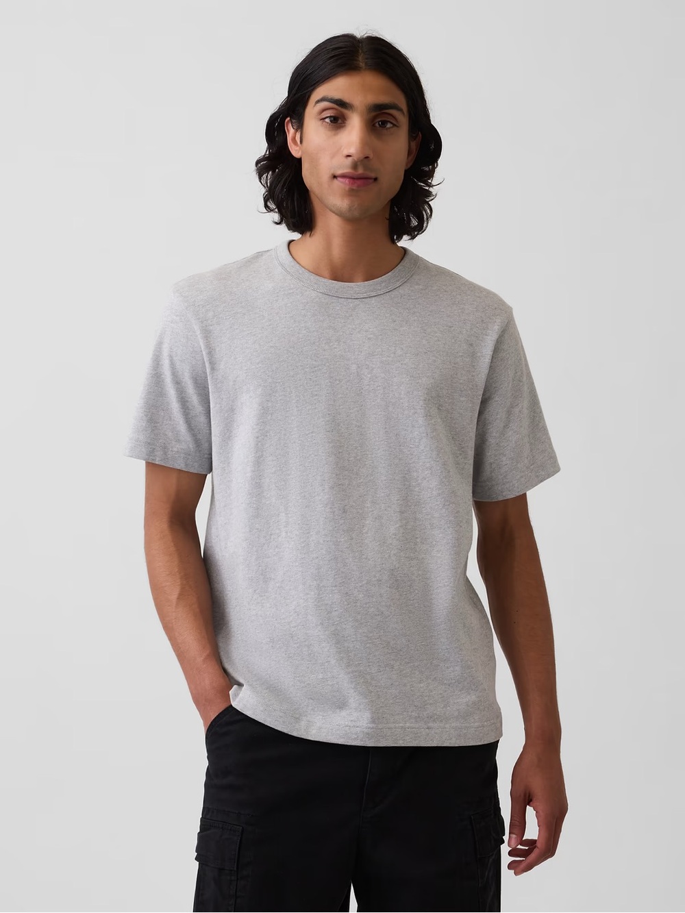 NEW Gap Men’s Heavyweight Relaxed Fit T Shirt in Heather Grey Size Medium